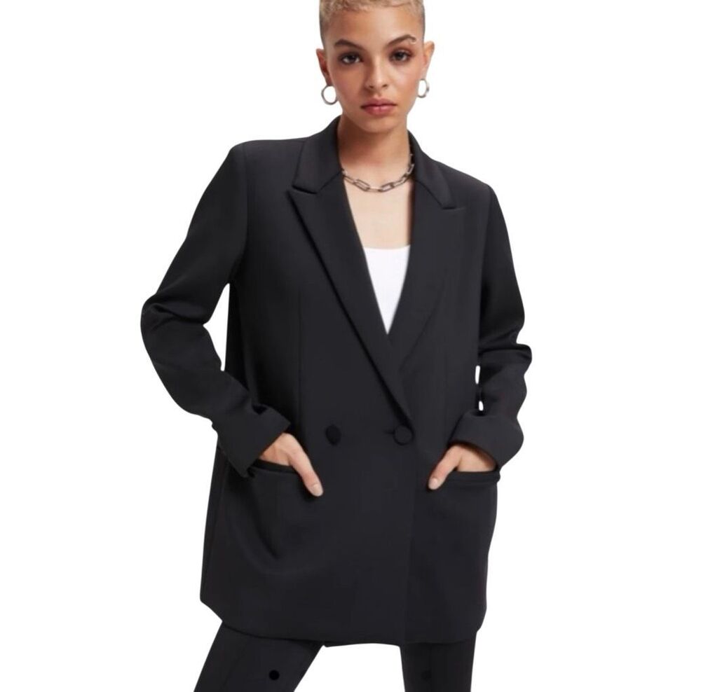 Good American Double Breasted Shiny Scuba Blazer 3/L